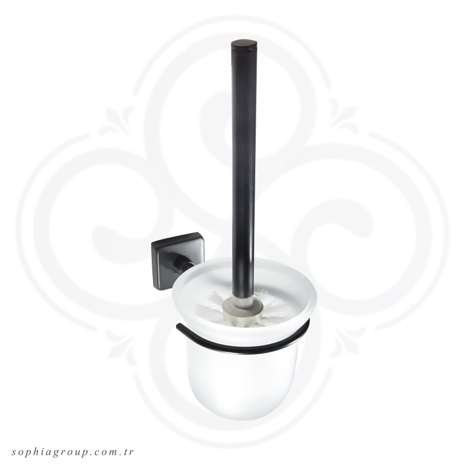 BOSRA Black Wall Mounted Toilet Brush Set SP37002