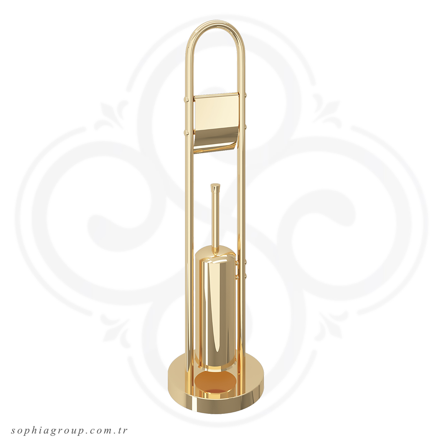 ROYAL Toilet Brush and Toilet Roll Holder Gold